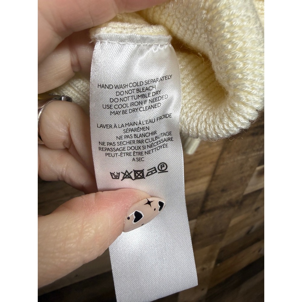 Anthropologie Cream Ivory Quarter Zip Sailor Collar Pullover Sweater Small - Picture 5 of 7